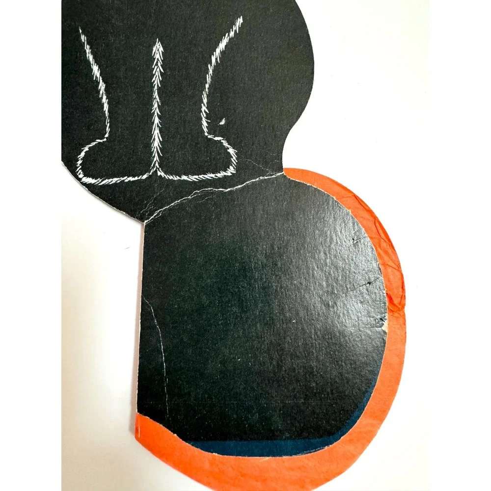 Vintage Honeycomb Halloween Decoration Black Cat on Pumpkin fall decor